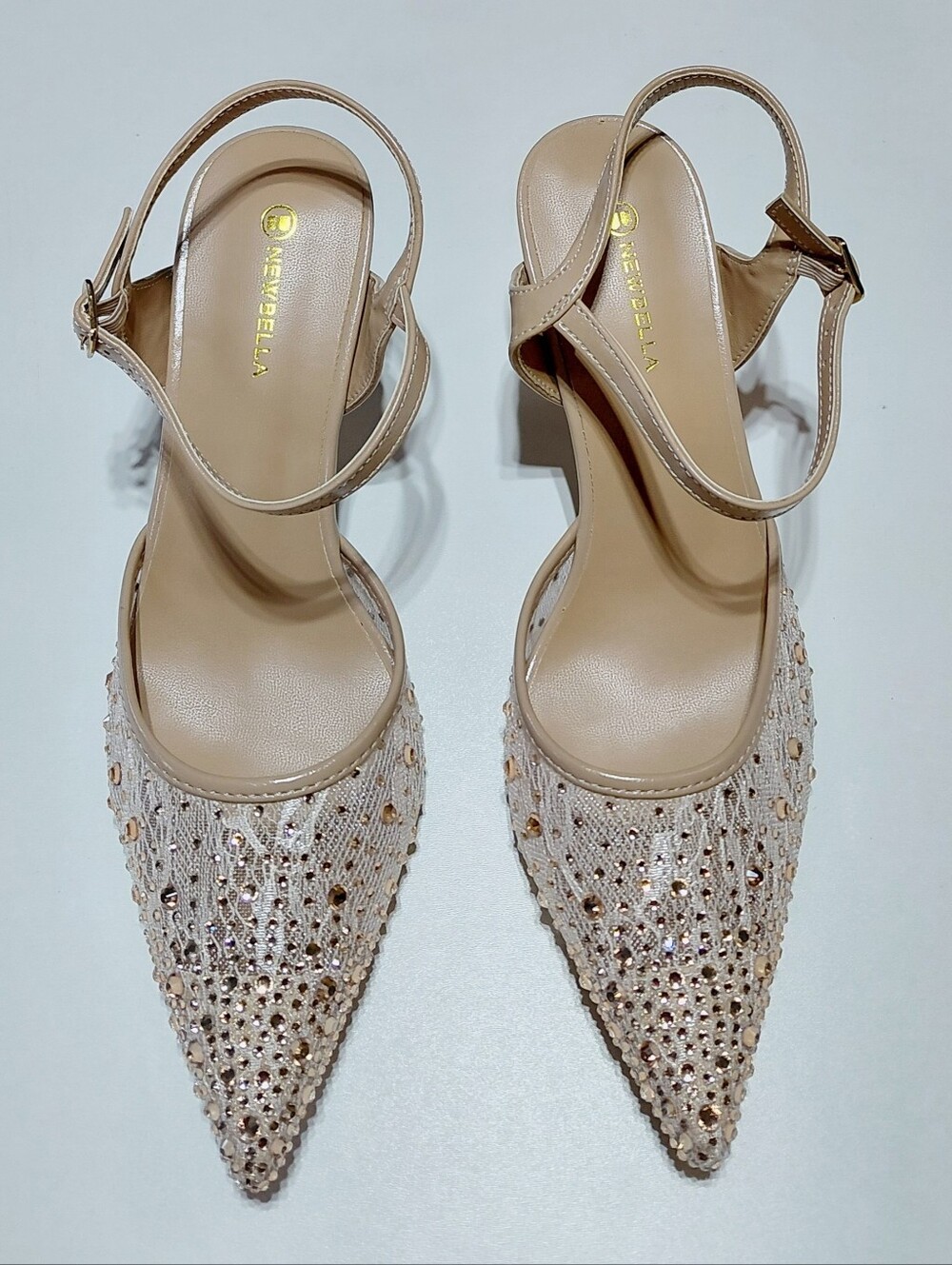 NEW BELLA Women's Pointed Toe Rhinestone  Embellished  Slingback Heels Size 9